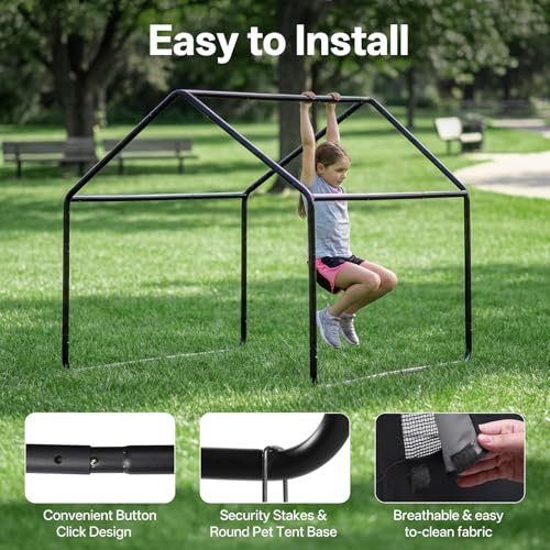 MEWANG Outdoor Dog House - Waterproof Portable Puppy Camping Tent,Ventilation Windows & Sun Protection, Lightweight Snap-fit Design for Small/Medium/Large Dogs, Beach, Backyard, Hiking (Black, Large) - color: black, size: Large