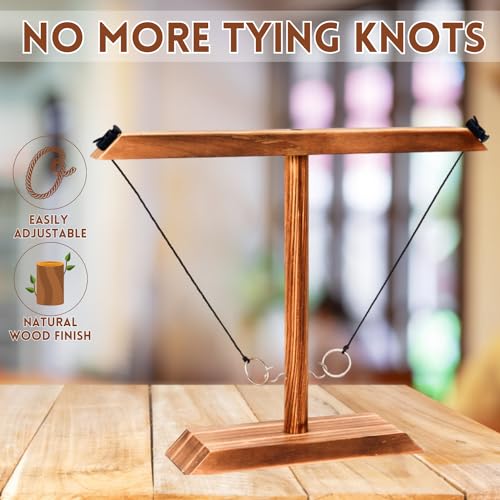 Ring Toss Game for Adults - 2-Player Battle Hook and Ring Game Set - Hooks Ring Toss Game with Shot Ladder - Table Top Ring Swing Hook Games - Ring Game on a String for Indoor & Outdoor