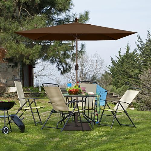 EliteShade USA 10-Year-Non-Fading 6.5x10Ft Rectangular Market Patio Umbrella, UPF 50+ UV Protection Performance Sun Umbrella, Heavy Duty Commercial Grade Outdoor Table Umbrella with Crank, Windproof Vented Top for Garden, Pool, Deck and Outdoor Playsets,