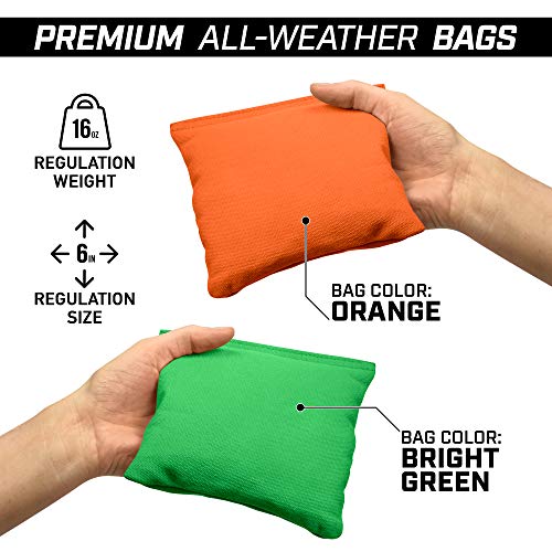 GoSports 4 ft x 2 ft Regulation Size Wooden Cornhole Boards Set with Light Brown Finish - Includes Carrying Case and Bean Bags - color: Bright Green & Orange, size: 4 ft x 2 ft