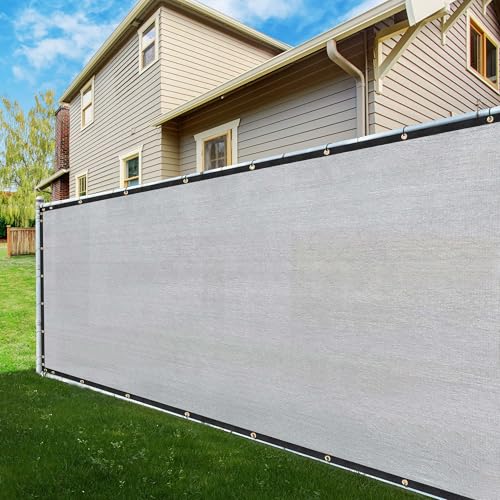 ShadeMart 6' x 12' Fence Privacy Screen Grey Heavy Duty 170 GSM Fencing Mesh Shade Net with Grommets & Zip Ties, 90% Blockage Fence Screen for Balcony Yard Outdoor Garden Pool (We Customize Size) - color: Gray, size: 0 6' x 1 2'