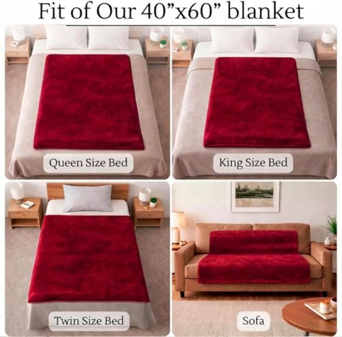 Waterproof Throw Blanket (40"x60") – Reversible Fleece & Sherpa, TPU Leakproof Stain Resistant Couch & Sofa Cover, Bed Protector – Machine Washable - Burgundy - color: Red, size: 40 x 60 inch