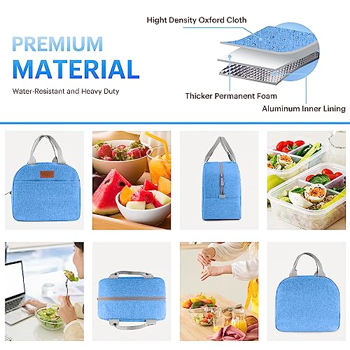 Lunch Bag for Women & Men Adult Insulated Lunch Box, Small Leakproof Cooler Food Lunch Containers Reusable High Capacity Lunch Tote Bags for Work, Travel, Outdoor (Blue) - color: Blue