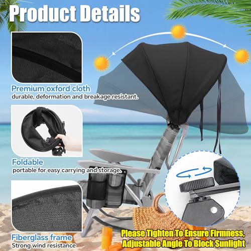 DaisyInner 1 Pcs Beach Chair Umbrella Canopy Extra Large Foldable Chair Sun Shade with Adjustable Clamp for Beach Camping Fishing Lounge Outdoor (Black) - color: Black