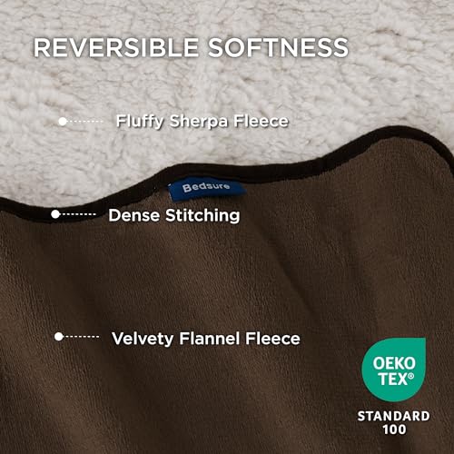 Bedsure Waterproof Dog Blankets for Medium Dogs - Medium Cat Blanket Washable for Couch Protection, Sherpa Fleece Puppy Blanket, Soft Plush Reversible Throw Furniture Protector, 30"X40", Coffee Brown - color: Coffee Brown, size: M(30x40")