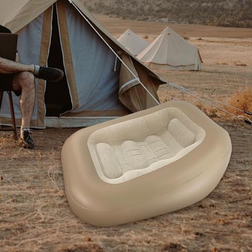 Inflatable Camping Lounger, Foldable Inflatable Sofa, Air Mattress, Couch for The Garden, Coffee - color: Coffee