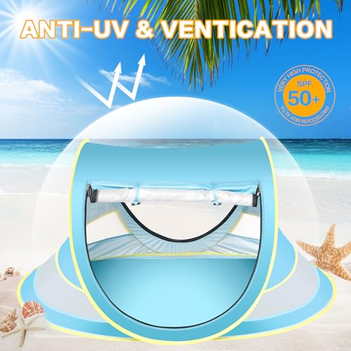 Baby Beach Tent, Pop Up Toddler Travel Bed for Boys or Girls, Sun Shade for Toddler Camping, Infant Portable Sun Shade, Summer Beach Baby - style: Blue Baby Tent
