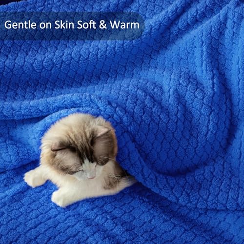 Exclusivo Mezcla King Size Fleece Blanket for Bed, Extra Soft Warm Decorative Fuzzy Blanket for Women, Lightweight Cozy Bedding Blankets, 90x104 Inches, Cobalt Blue - color: Cobalt Blue, size: King ( 90x104 IN )
