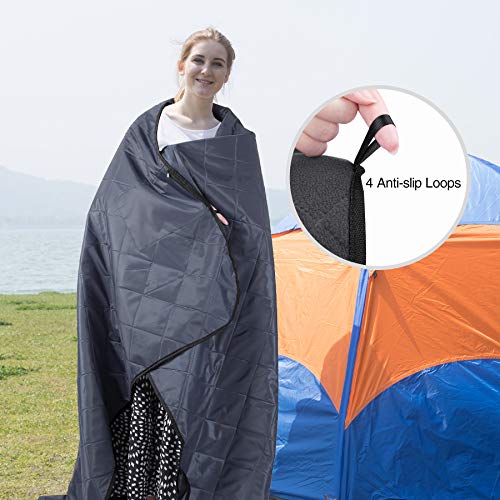 REDCAMP Large Waterproof Stadium Blanket for Cold Weather, Soft Warm Fleece Camping Blanket Windproof for Outdoor Sports, Grey - color: Grey 78.8"x58.3"