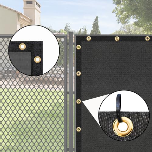 UPGRADE Privacy Screen 3' x 10' Fence Commercial Shade Cover with Brass Grommets Heavy Duty Perfect for Outdoor Back Yard, Grey, Customizable - color: Dark Gray, size: 0 3' x 1 0'