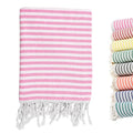 Turkish Striped Beach Towels Bulk Oversized 39"x71" Large Bath and Pool Set Quick Dry Lightweight Travel Towel for Adult,100% Cotton TEBT-18-1pink - color: Pink, size: 1 Pack
