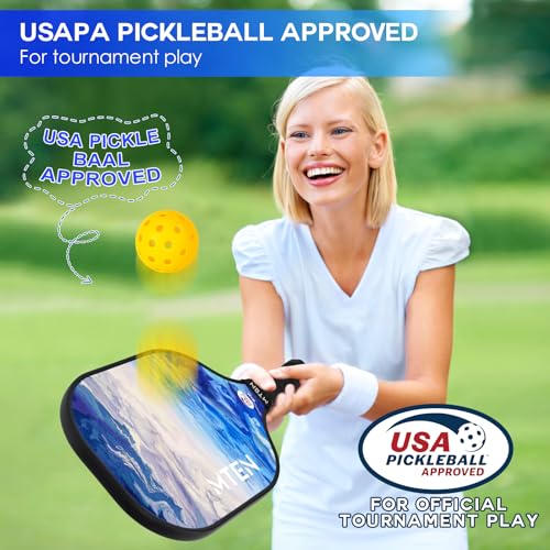 Pickleball Paddles Set of 2 or 4, or Single Paddle – USAPA Approved Fiberglass Surface Pickleball Rackets Set for Men & Women - color: Lake White*4