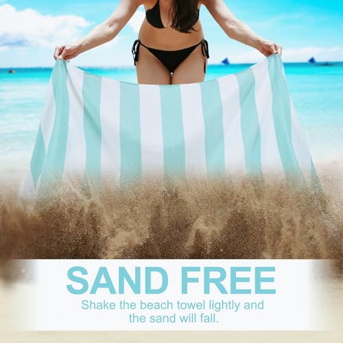 Genovega 6 Oversized Turkish Beach Bath Towel Set Bulk 74"x38" Extra Large Sand Free Quick Dry Swimming Camping Pool Clearance Towels Essentials Adult Multi Stripe Travel Blanket - color: Orange Yellow Purple Lightblue Grey Lightgreen Stripe