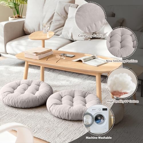 Tiita Outdoor Cushions Square Floor Pillow Thicken Tufted Seat Pad Large Floor Cushion for Yoga Meditation Living Room - color: Round|grey, size: 1 Count (Pack of 1)