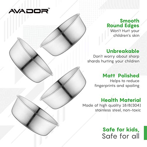 Avador® 18/8 Stainless Steel Products for Dining | Camping | Outdoor BPA Free Dishwasher Safe (Set of 4 Bowl) - color: Set of 4 Bowl