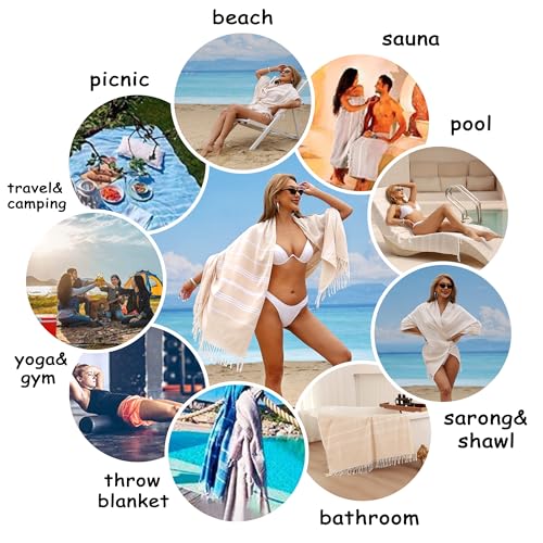 Beach Towel 2 Pack,Sand Free Beach Towels Oversized 39 x 72,Turkish Beach Towel Quick Dry,Lightweight Pool Towels for Adults Travel Towel,Cool Beach Essentials - color: 2 Pack Beige