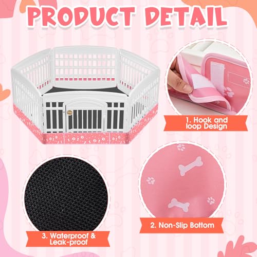 Marsui Dog Playpen Bottom Pad Fits for 36inch W and 24inch H 6 Panels Exercise Pet Dog Mat Puppy Crate Pad Reusable Washable Pet Training Pee Mat Hoop and Loop Design, Playpen Not Included(Pink) - color: Pink