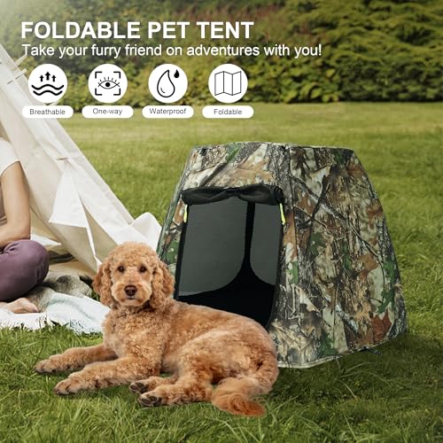 Dog Tent for Small & Medium Dogs, Pop Up Dog Enclosure, Waterproof Pet Tent with Zipper & Ground Spike, Portable Pet Playpen for Camping Beach, Puppy Tent Outdoor/Indoor 28.7x28.7x20.5 inch (Size M) - size: M 28.7x28.7x20.5 inch