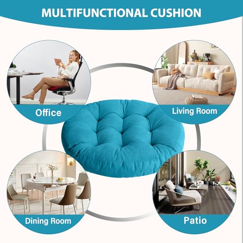 Tiita Outdoor Cushions Square Floor Pillow Thicken Tufted Seat Pad Large Floor Cushion for Yoga Meditation Living Room - color: Round|blue, size: 1 Count (Pack of 1)