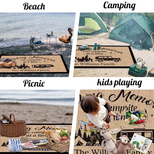 Custom Camping Rug Making Memories RV Trailer Campsite Decor One Campsite at a Time Floor Mat for Outdoors, Patio, Backyard, Picnic, Beach, Camping, 55 x 95 Inch - color: Making Memories, size: 4'7" x 7'11" (Rectangular)