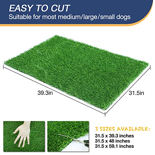 GLOBREEN Dogs Grass Pee Pad for Puppy Potty Training, Pet Friendly Artificial Grass Turf Mat Outdoor Indoor Use, High Drainage, 39.3" x 31.5" - size: L: 39.3" x 31.5"