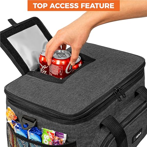 OPUX Soft Cooler Bag, Insulated Collapsible Lunch Cooler Tote for Men Work Camping Beach Travel, Portable Soft Sided Leakproof Waterproof Large Lunch Bag Box with Shoulder Strap 40 Cans, Charcoal Gray - color: Charcoal, size: 40 Cans