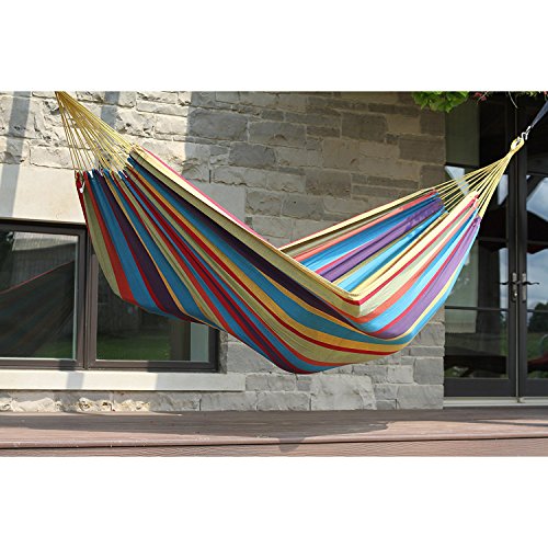 Vivere Brazilian Style Double Hammock Patio Outdoor Hanging Swing, Rio Night - color: Rio Night
