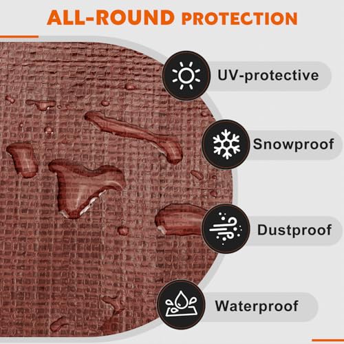 Keten Tarps Heavy Duty Waterproof 12X12Ft, 10 Mil Thick Multipurpose Poly Tarp Tear & Fade Resistant, UV Blocking, Outdoor Tarp with Reinforced Grommets for Roof, Camping, Patio, Pool (Brown/Silver) - color: 10mil Brown/Silver, size: 12x12ft