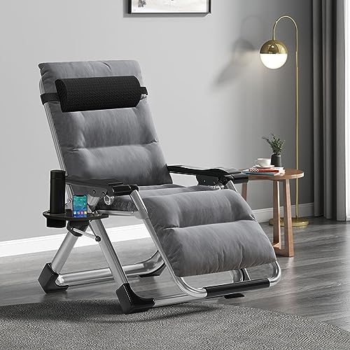 Slsy Zero Gravity Chair, Reclining Lounge Chair with Removable Tray for Indoor and Outdoor, Patio Recliner Folding Reclining Chair - color: Formal Grey, style: Zero Gravity Chair