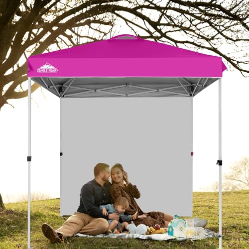 EAGLE PEAK Commercial Canopy 6.6x6.6 Pop Up Canopy Tent with 1 Sidewall, Easy Setup Heavy Duty Instant Event Shelter for Vendors & Markets, Outdoor Sun Shade, Pink - color: Pink, size: 6.6x6.6