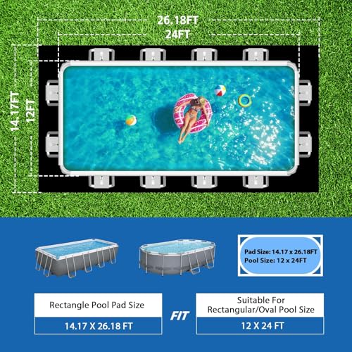Safana Upgrade Thicken 12 x 24 ft Rectangle Pool Liner Pad for Rectangular/Oval Above Ground Pool, 300g/㎡ Seamless Swimming Pool Mat, Under Pool Padding, Puncture Protection, Extend Liner Life - size: Rectangle/Oval 12x24 FT