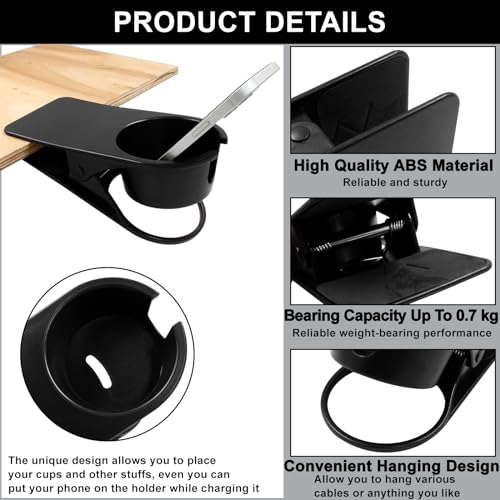 Jiozermi 2-in-1 Drinking Cup Holder Clip, Desk & Adirondack Chair Cup Holder for Water, Drink, Soda, Coffee Mug (Black) - color: 2Pcs Black