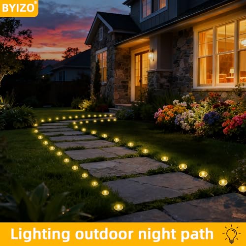 15 LED Solar Ground Lights Outdoor, Waterproof Solar Pathway Lights, LED Landscape Lighting for Garden, Patio, Driveway, Walkway - Warm White - color: Warm Whtie, size: 15.4FT