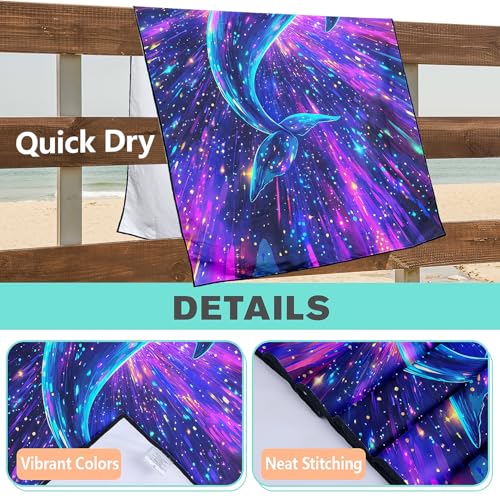 Fantasy Dolphin Beach Towel Oversized 36" x 72", Thin Lightweight Sand Free Quick Dry Microfiber Towel for Swimming Pool Cruise Camping Travel - color: Color_28