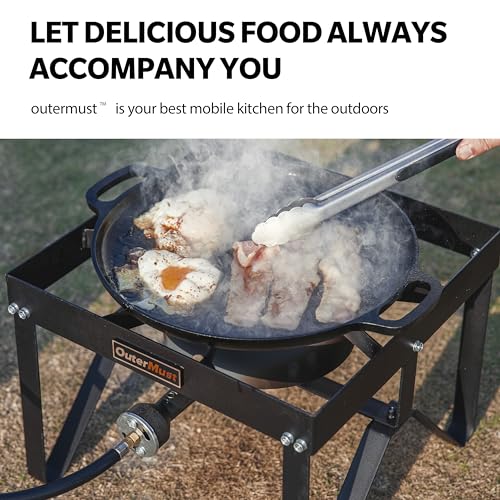 OuterMust Outdoor Propane Burner Heavy Duty Propane Gas Stoves for Cooking with 10 PSI Regulator and Cast Iron Braided Holes Perfect for Home Brewing, Crawfish Boiler, Turkey Fryer and Seafood Boiler - size: Single Burner - Heavy Duty