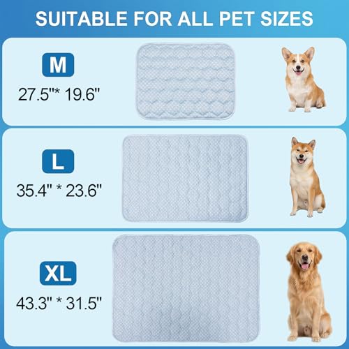 Dog Cooling Mat Q-MAX>0.5 Self-Cooling Mat for Dogs Crate Pad for Dogr, 2-in-1 Long-Lasting Cool Mats and Soft Kennel Pad for Dogs, Easy Washable Mat for Bed Crate Car - size: 28.0"L X 20.0"W