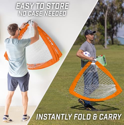 GoSports Portable Soccer Goals for Kids - 13 Color Options - Choose 4 x 3 ft or 6 x 4 ft - Team Tone Pop Up Nets for Backyard - color: Orange, style: 4 ft x 3 ft