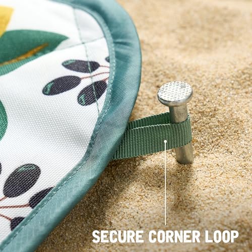 Weatherproof Vintage Waterproof Outdoor Blanket- Green Roll Up Throw Blanket with Handle, Velcro Closure - Camping Supplies, Travel Blanket for Beach, Picnic & Events, 60"x72" (Lemon Grove)
