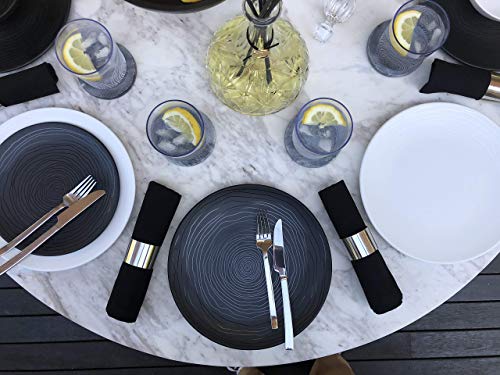 Bzyoo 12 Piece Melamine Dinnerware Set - Durable, Dishwasher Safe Organica Black Plates and Bowls Sets Casual Dish Set for Dining, Outdoor and Kitchen - color: Organica Black