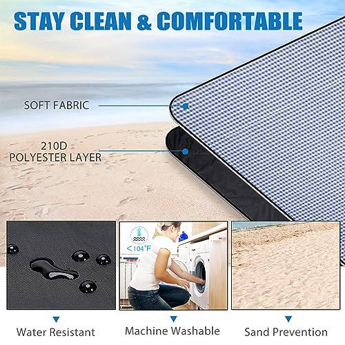 G GOOD GAIN Picnic Outdoor Blankets Waterproof Large - Beach Mat Sand Free Foldable with Carry Strap | Portable Camping Blanket | Park Blanket for Grass Park, Hiking, Travel, Concerts, Indoor (Blue) - color: Blue