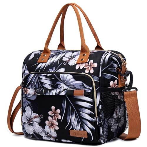 Hibiscus Lunch Box for Women Adult Insulated Lunch Bag Ladies Lunch Tote Bag for Work Loncheras para Mujer de Trabajo - color: A2: Floral, size: Large