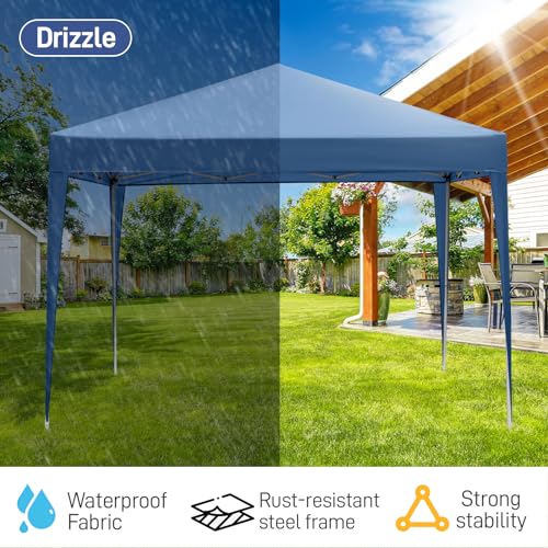 10x10ft Outdoor Pop Up Canopy Tents,Portable Instant Folding Shelter Gazebos,Waterproof Beach Tents,Easy Up Instant Commercial Canopy Tent,with Carry Bag,for Garden Camping Wedding Party BBQ (Blue) - color: Blue, size: 10x10ft