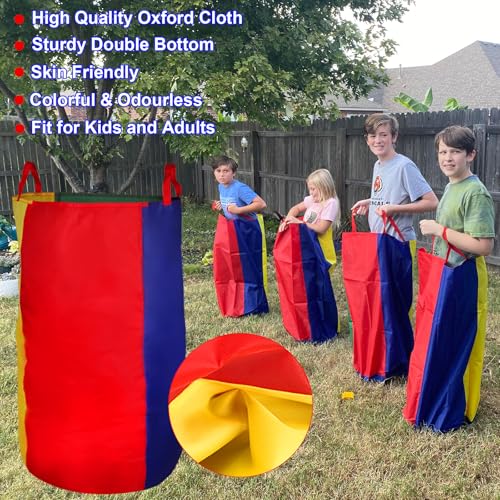 CWLAKON Outdoor Games, Potato Sack Race Bags for Kids Adults, Egg Spoon Relay Race, 3 Legged Race Bands, Birthday Party, Field Day Family Reunion Carnival Outside Yard Lawn Easter Fall Festival Games - size: Pack of 24 Oxford Cloth
