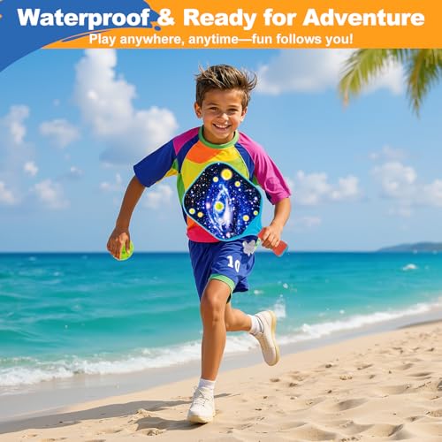 Outdoor Toys for Kids Pickleball Paddles - Outside Beach Yard Games Toy for Kid Ages 4-5-6-7-8-12 Year Old Boys & Girls Gifts, Balls Set of 2, Lightweight & Durable Grip for Small Hands, Beginner - color: YellowBlue