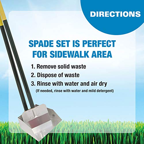 Four Paws Stainless Steel Long-Handled Dog Pooper Scooper Spade & Pan 2 Piece Set, Pet Waste Pickup Tool, 38" x 7" - size: Small, 7" x 7" x 38", style: Spade & Pan Set