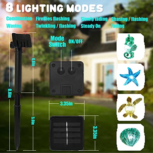 Coastal Solar String Lights Outdoor Garden Lights Marine Life Solar Fairy Garden Lights for Outside 14ft 40LED Waterproof Turtle Seahorse Starfish Clam Beach House Nautical String Lights Yard Decor - style: Under the sea