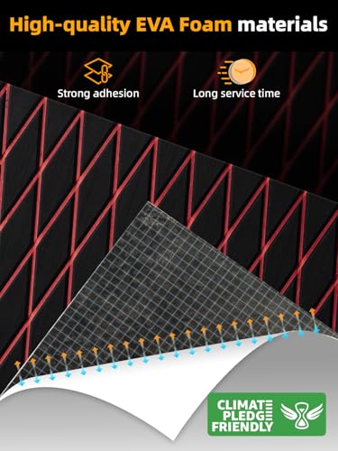 FOCEAN Boat Flooring EVA Foam Boat Decking Marine Mat Non-Slip Self-Adhesive Flooring Sheet for Motorboat Jon Boats Bass Boat Kayak RV Floor, 94.5''x 47.2'', Black with Red Lines - color: Black With Red Lines, size: 94.5"L x 47.2"W x 0.2"Th