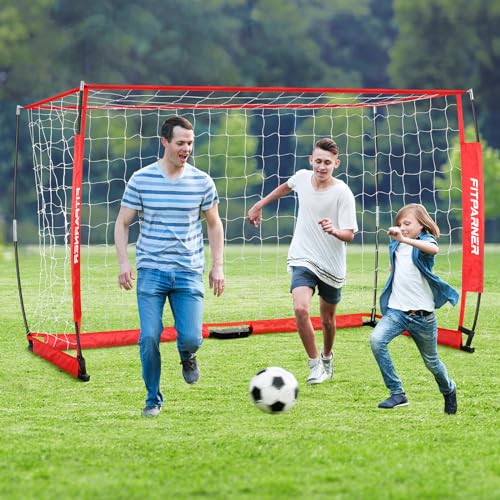 8x6ft,12x6ft Soccer Goals for Backyard,Portable Soccer Goal Training Equipment,Collapsible Metal Base Soccer Net Set,1 Goal +1 Soccer Ball + 6 Cones + 1 Ball Pump + 1 Carry Bag