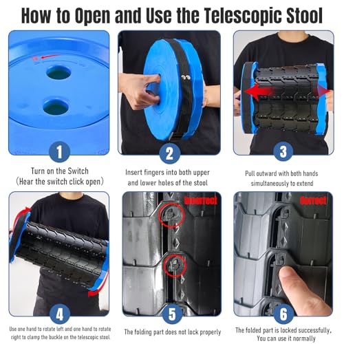 Doseno Upgraded Foldable Stool Thickened, Portable Collapsible Stool Retractable Stool for Fishing, Hiking Tours, BBQ, Parties, Outdoor Activities (Blue, 1pack) - color: Blue, size: 1pack