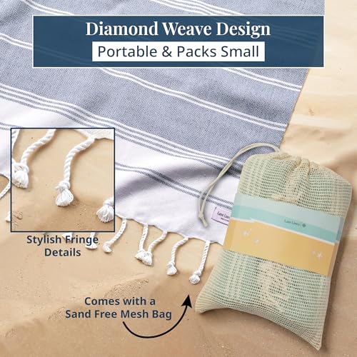 LANE LINEN Camping Blanket - Large Beach Towel, Beach Accessories with Oversized Comfort (82"x82"), Sandproof, Perfect for Seaside Adventures, Park Gatherings, or Family Beach Days – Navy Blazer - color: 32: Navy Blazer, size: Beach Blanket (80" x 80")